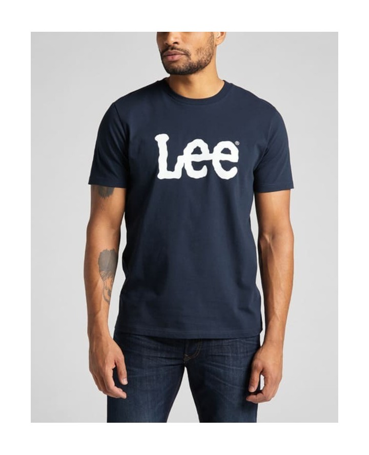 LEE Wobbly Logo Tee in Navy Drop...