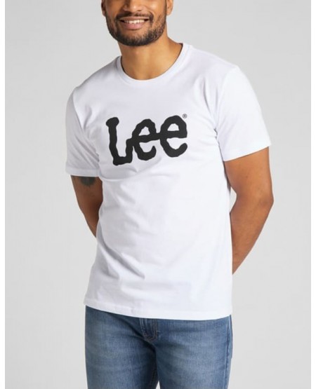 LEE Wobbly Logo Tee in White L65QAI12