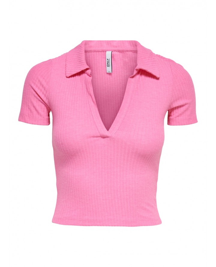 ONLY ONLEMMA SS CROPPED POLO TOP NN 15265293 PINK