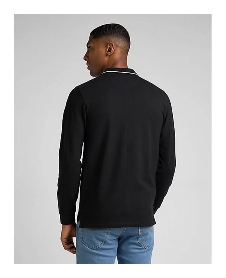 LEE Long Sleeve Pique Polo in Black...