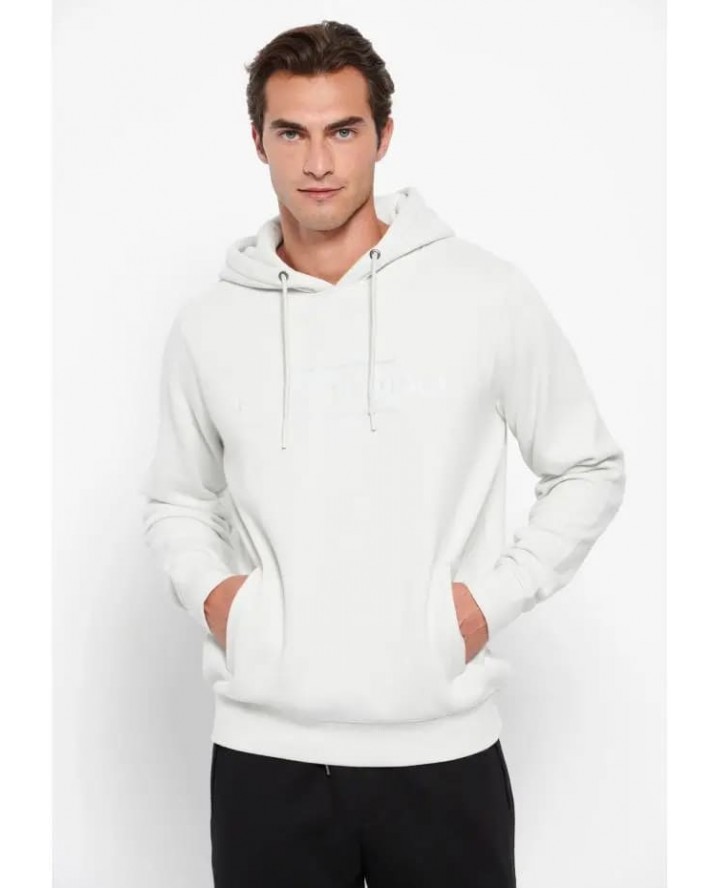 FUNKY BUDDHA Overhead hoodie with chest print FBM006-043-06 OYSTER GREY