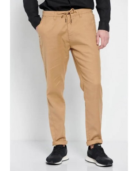 FUNKY BUDDHA Garment dyed linen blend chino παντελόνι FBM007-011-02 VINTAGE BEIGE