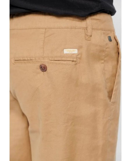 FUNKY BUDDHA Garment dyed linen blend chino παντελόνι FBM007-011-02 VINTAGE BEIGE