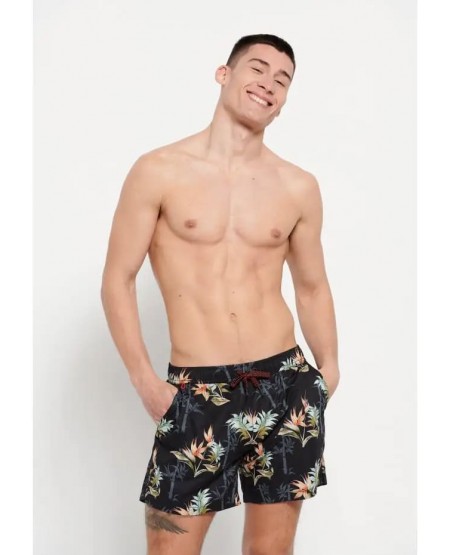 FUNKY BUDDHA Ανδρικό μαγιό με all over τύπωμα FBM007-013-16 BLACK