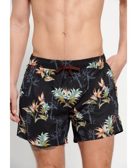 FUNKY BUDDHA All over printed men's swim shorts FBM007-013-16 BLACK