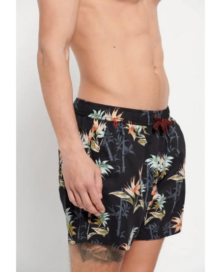 FUNKY BUDDHA All over printed men's swim shorts FBM007-013-16 BLACK