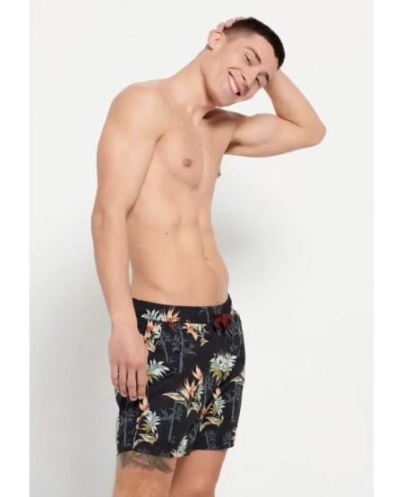 FUNKY BUDDHA All over printed men's swim shorts FBM007-013-16 BLACK