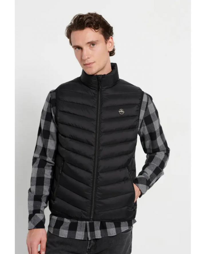 FUNKY BUDDHA Light padded vest jacket FBM008-004-01 BLACK