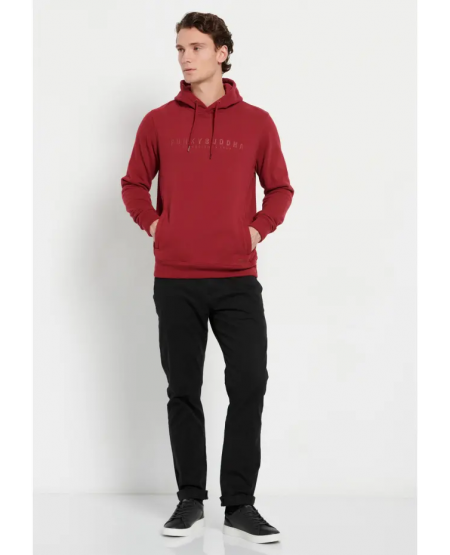 FUNKY BUDDHA Overhead hoodie with 3D Funky Buddha print FBM008-051-06 GRANBERRY