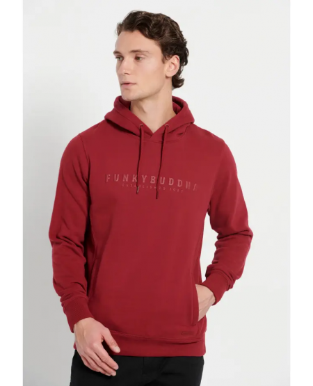 FUNKY BUDDHA Overhead hoodie with 3D Funky Buddha print FBM008-051-06 GRANBERRY