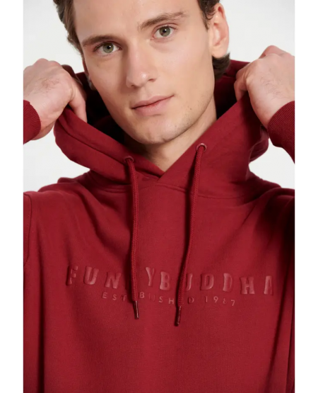 FUNKY BUDDHA Φούτερ με κουκούλα και 3D Funky Buddha τύπωμα FBM008-051-06 GRANBERRY