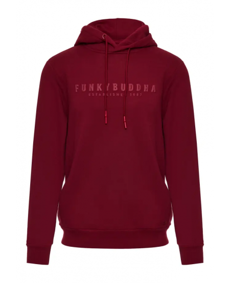 FUNKY BUDDHA Overhead hoodie with 3D Funky Buddha print FBM008-051-06 GRANBERRY