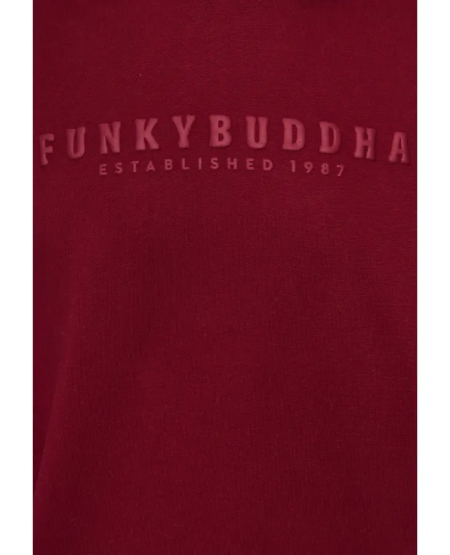 FUNKY BUDDHA Φούτερ με κουκούλα και 3D Funky Buddha τύπωμα FBM008-051-06 GRANBERRY