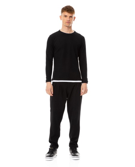 COVER DENIM FABRIC PANTS WITH PLATES WILLY H0101-27 BLACK