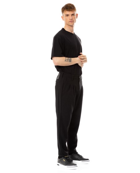 COVER DENIM FABRIC PANTS WITH PLATES WILLY H0101-27 BLACK