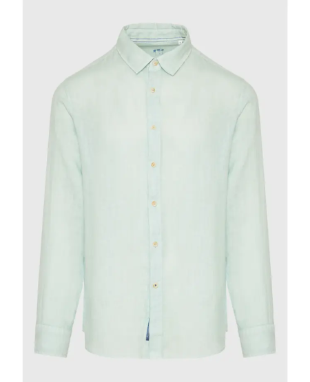 FUNKY BUDDHA Garment dyed linen shirt - The essentials FBM009-001-05 BLACK
