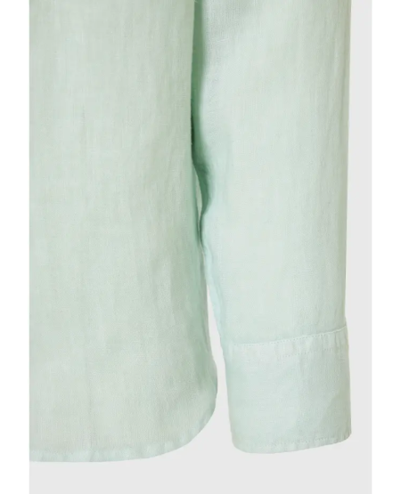 FUNKY BUDDHA Garment dyed λινό πουκάμισο - The essentials FBM009-001-05 LT AQUA