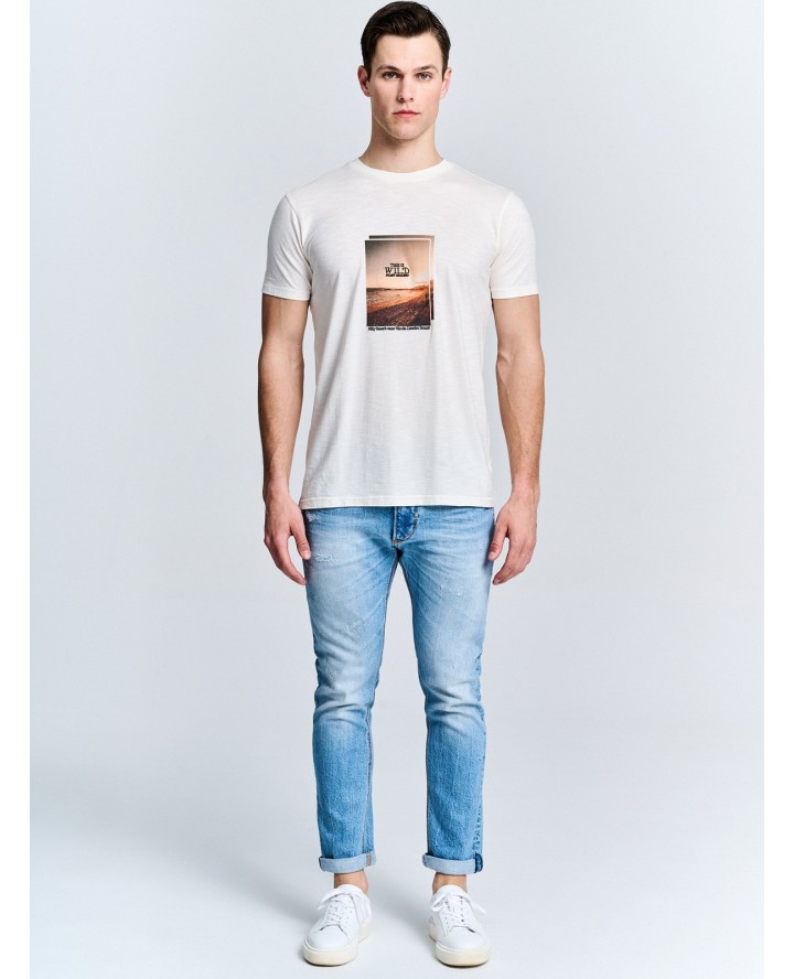 STAFF JEANS Evan Βαμβακερή Μπλούζα Με...