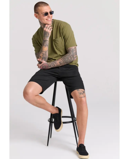 FUNKY BUDDHA Men's chino shorts - The essentials FBM009-001-03 BLACK