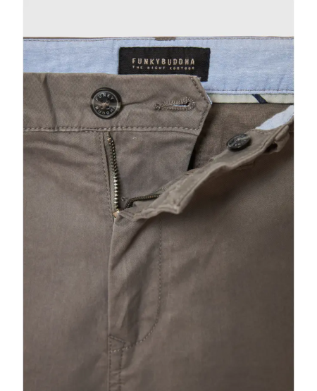 FUNKY BUDDHA Ανδρική βερμούδα chino - The essentials FBM009-001-03 GREY