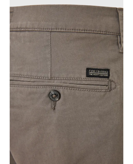 FUNKY BUDDHA Ανδρική βερμούδα chino - The essentials FBM009-001-03 GREY