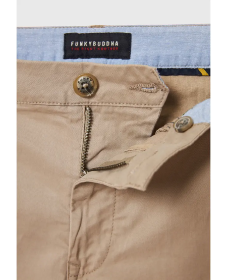 FUNKY BUDDHA Men's chino shorts - The essentials FBM009-001-03 GREIGE