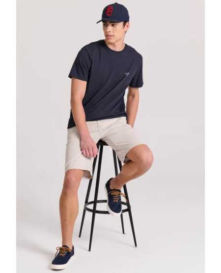 FUNKY BUDDHA Ανδρική βερμούδα chino - The essentials FBM009-001-03 SILVER GREY
