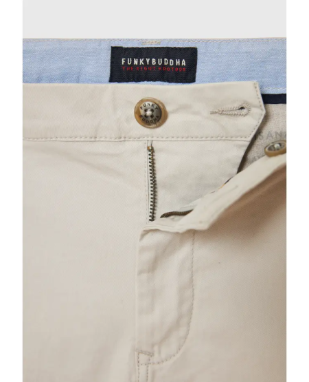 FUNKY BUDDHA Ανδρική βερμούδα chino - The essentials FBM009-001-03 SILVER GREY