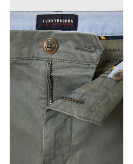 FUNKY BUDDHA Men's chino shorts - The essentials FBM009-001-03 SAGE GREEN