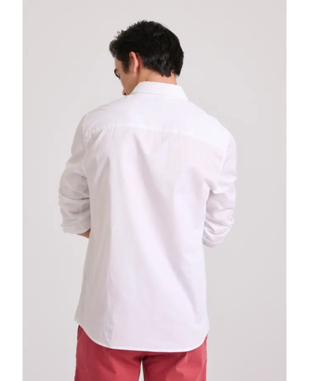 FUNKY BUDDHA  Men's cotton shirt garment dyed FBM009-015-05 WHITE