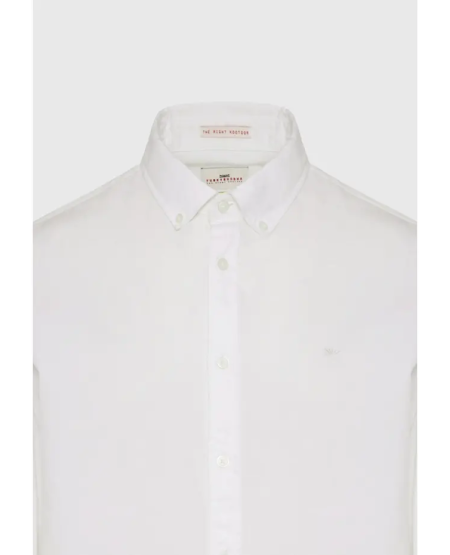 FUNKY BUDDHA Ανδρικό βαμβακερό πουκάμισο garment dyed FBM009-015-05 WHITE