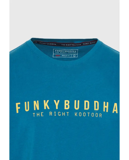 FUNKY BUDDHA T-shirt με Funky Buddha τύπωμα - The essentials FBM009-010-04 DEEP TEAL