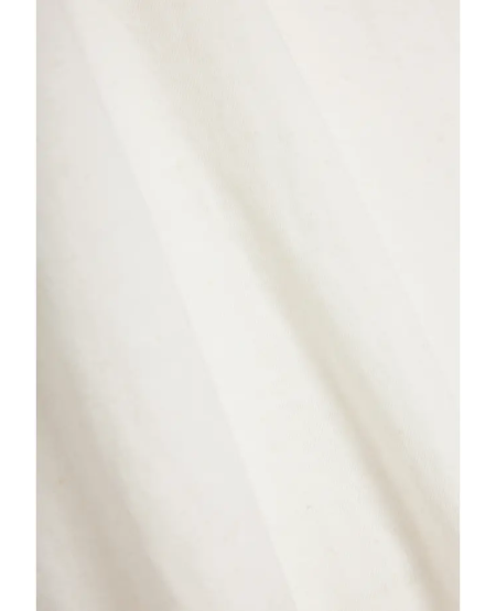 FUNKY BUDDHA Relaxed fit linen blend μονόχρωμο t-shirt FBM009-083-04 OFF WHITE