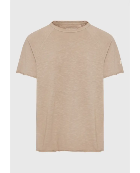 FUNKY BUDDHA Relaxed fit t-shirt με raglan μανίκι και raw cuts FBM009-008-04 CIGAR
