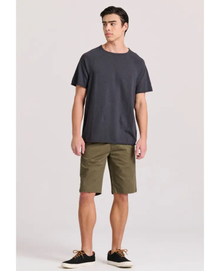 FUNKY BUDDHA Relaxed fit t-shirt με raglan μανίκι και raw cuts FBM009-008-04 ANTHRACITE