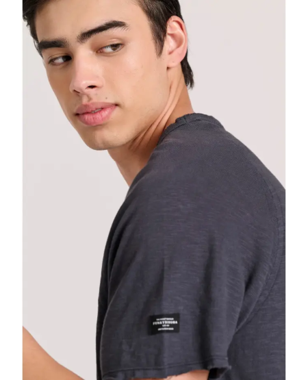 FUNKY BUDDHA Relaxed fit t-shirt με raglan μανίκι και raw cuts FBM009-008-04 ANTHRACITE