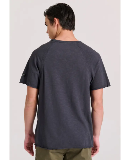FUNKY BUDDHA Relaxed fit t-shirt με raglan μανίκι και raw cuts FBM009-008-04 ANTHRACITE