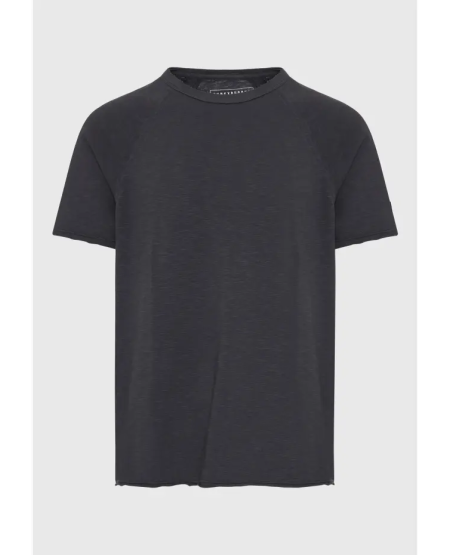 FUNKY BUDDHA Relaxed fit t-shirt με raglan μανίκι και raw cuts FBM009-008-04 ANTHRACITE