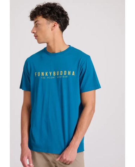 FUNKY BUDDHA Essential t-shirt with Funky Buddha print FBM009-010-04 DEEP TEAL