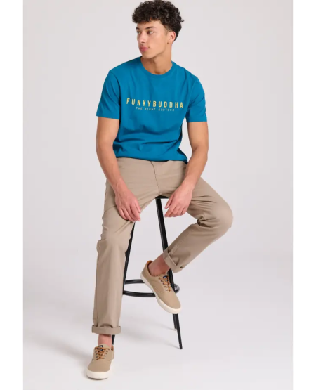 FUNKY BUDDHA Essential t-shirt with Funky Buddha print FBM009-010-04 DEEP TEAL