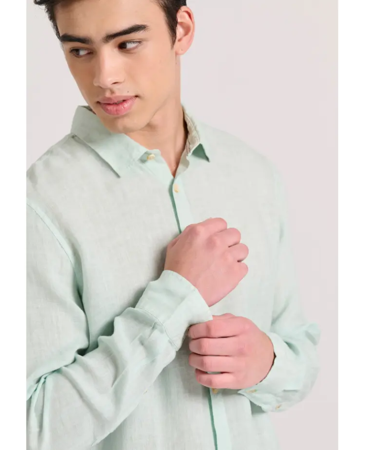 FUNKY BUDDHA Garment dyed linen shirt...