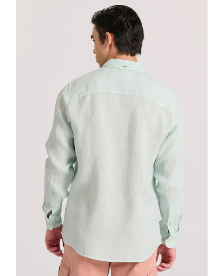 FUNKY BUDDHA Garment dyed linen shirt...