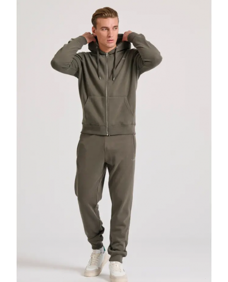 FUNKY BUDDHA Men's zip-up hoodie - The essentials FBM010-001-06 KHAKI