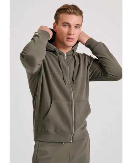 FUNKY BUDDHA Men's zip-up hoodie - The essentials FBM010-001-06 KHAKI