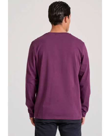 FUNKY BUDDHA Μακρυμάνικη μπλούζα με branded τύπωμα FBM010-007-07 PLUM