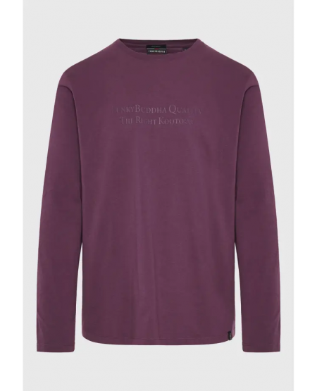FUNKY BUDDHA Longsleeve t-shirt with branded print FBM010-007-07 PLUM