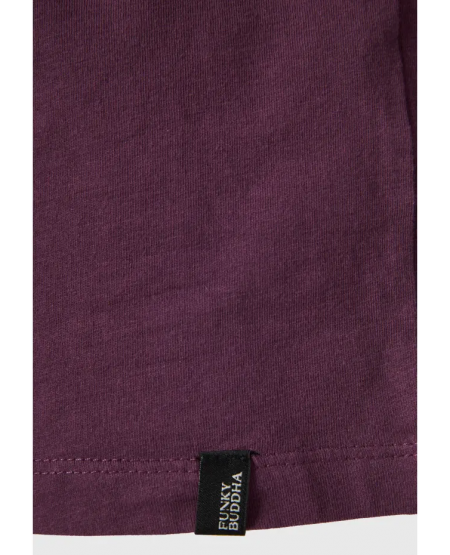 FUNKY BUDDHA Μακρυμάνικη μπλούζα με branded τύπωμα FBM010-007-07 PLUM