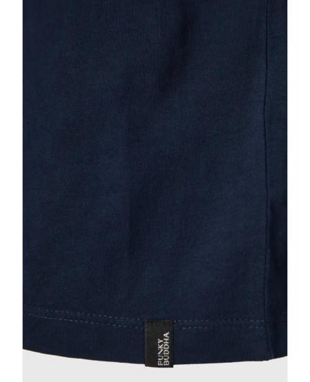FUNKY BUDDHA Longsleeve t-shirt with branded print FBM010-007-07 NAVY