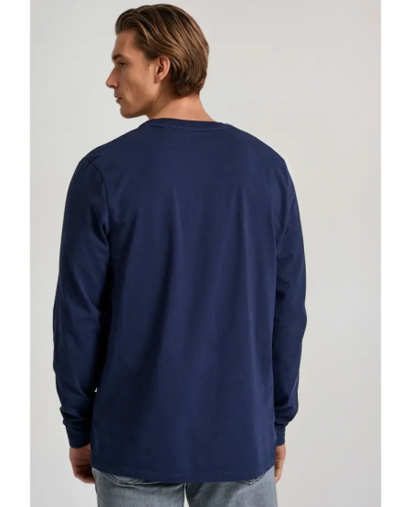 FUNKY BUDDHA Longsleeve t-shirt with embroidered logo FBM010-006-07 NAVY
