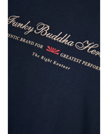 FUNKY BUDDHA Μακρυμάνικη μπλούζα με κέντημα στο στήθος FBM010-006-07 NAVY
